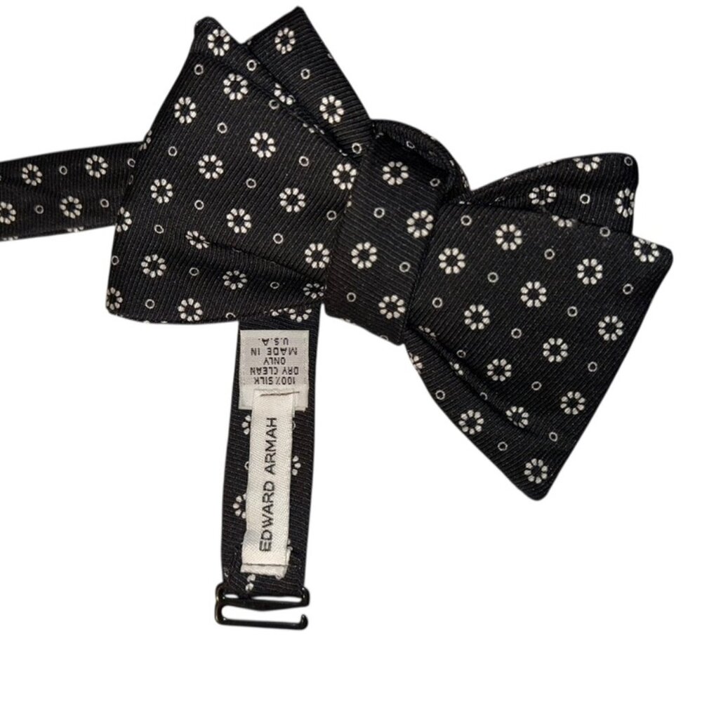 Edward armah Silk blue white polka dot double bow tie